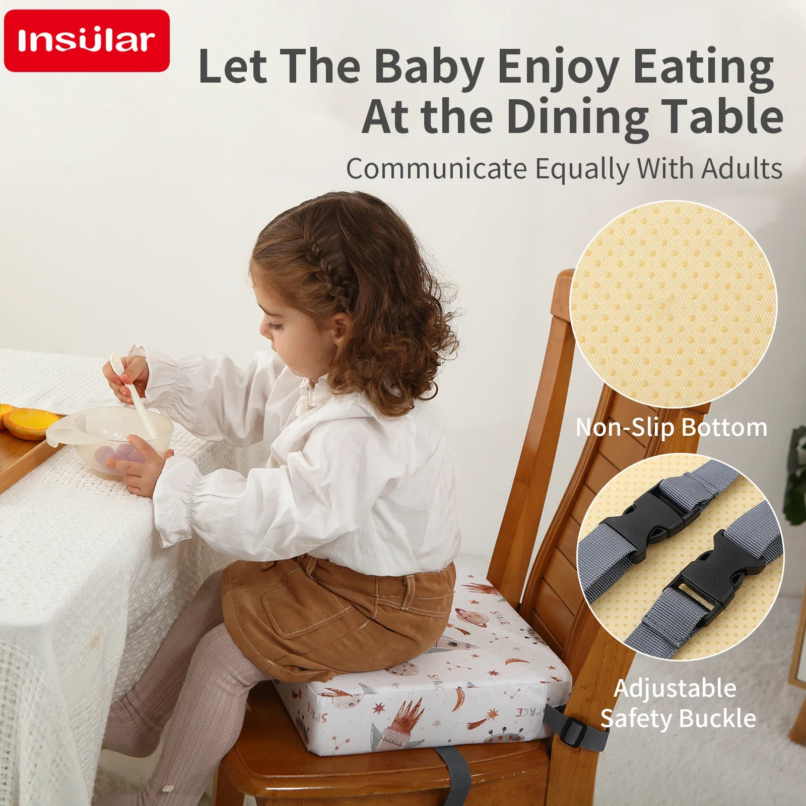 Baby High Chair Booster - Coussin rehausseur imperméable INSULAR à motif