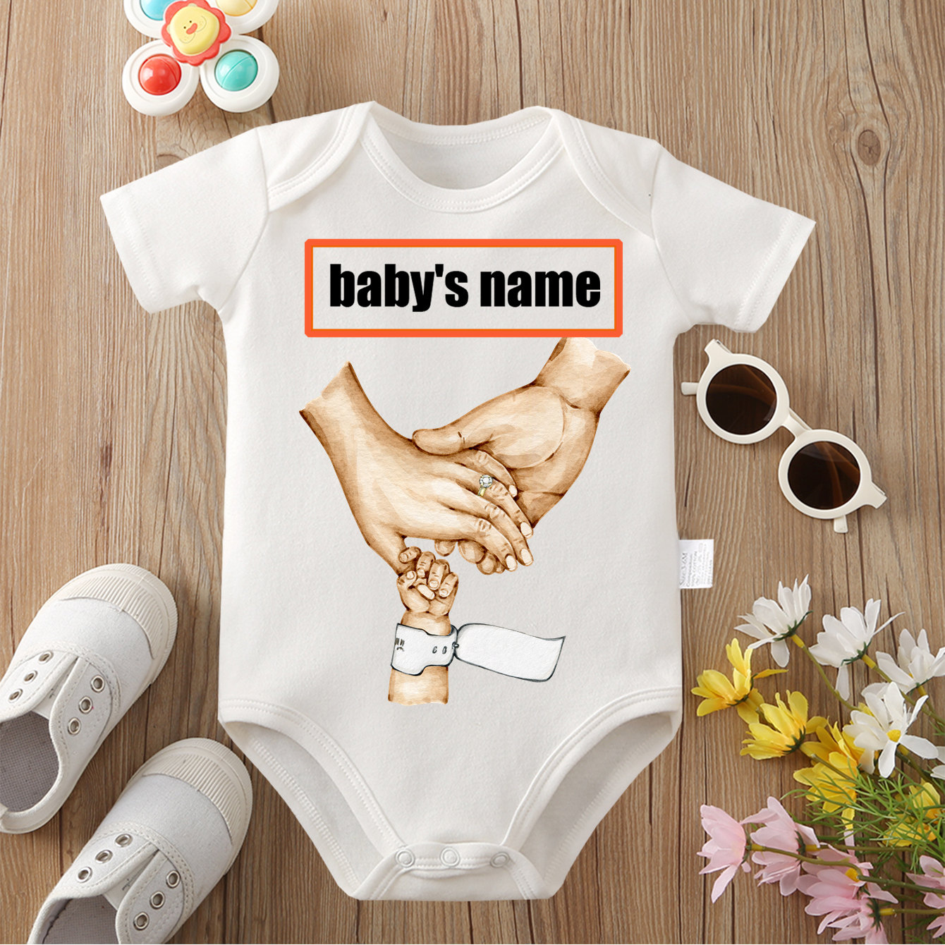 Baby Products Name - Texte personnalisé (nom de bébé) combinaison