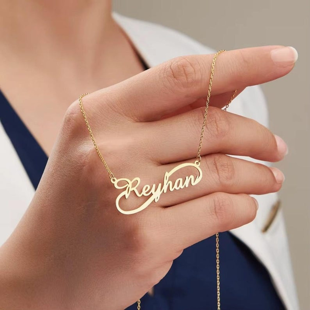 Baby Products Name - Collier personnalisé avec nom infini, plaqué
